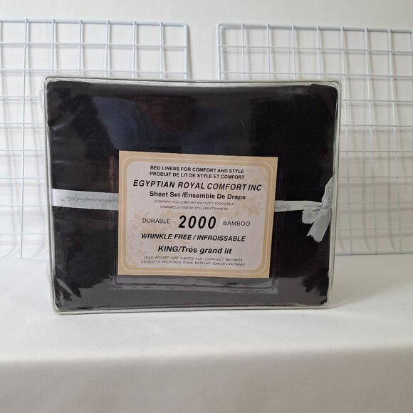 Black King Size Sheet Set Wrinkle Free Fits Up to 18” Oversized Mattress - Picture 2 of 5